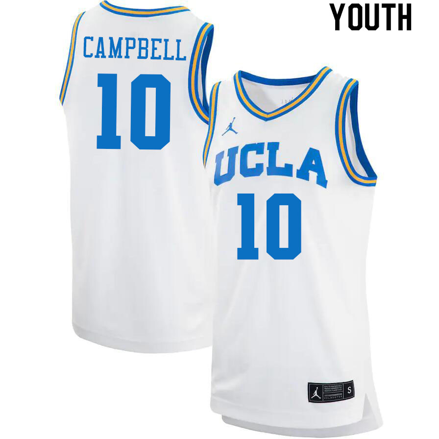Jordan Brand Youth #10 Tyger Campbell UCLA Bruins College Jerseys Sale-White - Click Image to Close
